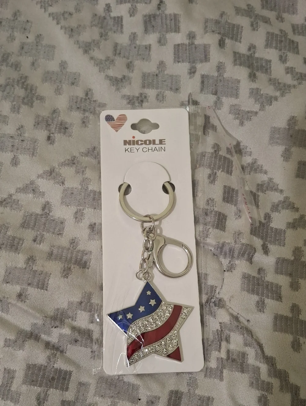 Nicole Star Keychain with Red, White & Blue Enamel